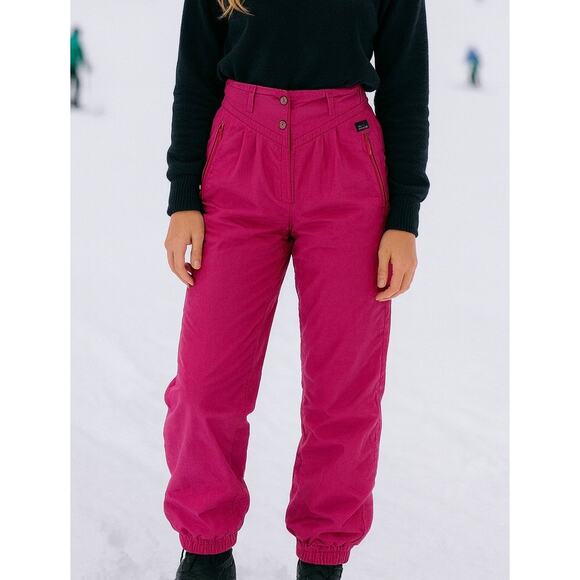 Vintage 80s White Stag Snow Ski Pants Pink High Waist Retro Insulated Size 12 - Picture 1 of 9